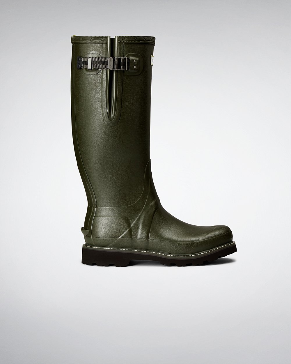 Mens Hunter Balmoral Side Adjustable - Tall Rain Boots Dark Olive - 9813-EJQLX